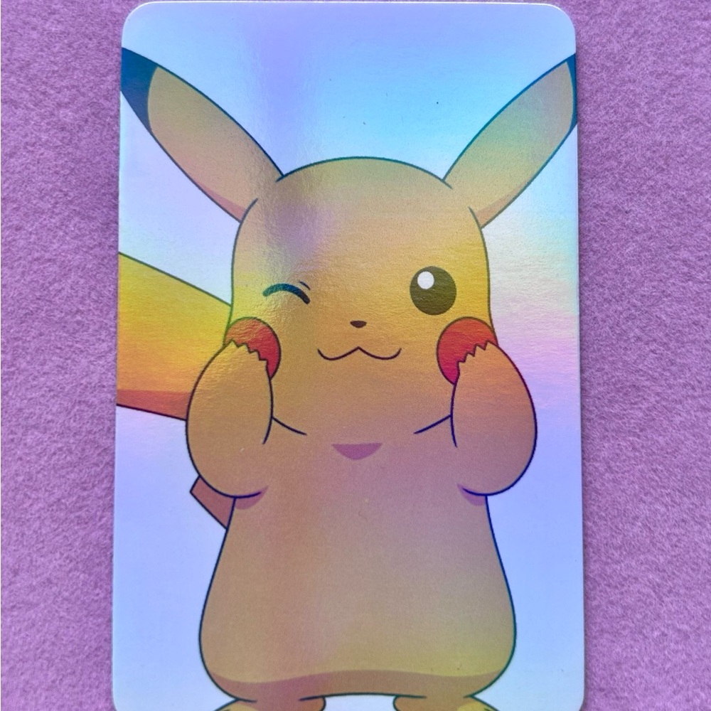 Pikachu Cozy Glow — Rainbow Gloss Foil Collectible Art Card ✨